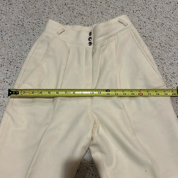 Vintage 80s Winter white 100% wool hi-waisted pants, Size 8 - Picture 9 of 10